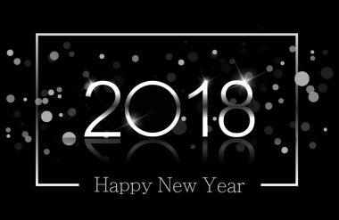 Mutlu yeni yıl 2018 arka plan numaraları ve gümüş çerçeve içinde parlak noktalar ile
