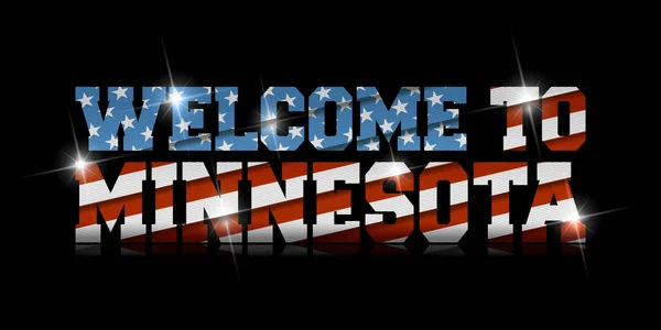 Nápis Vítejte Minnesota Usa Vlajka Uvnitř Černém Pozadí — Stockový vektor