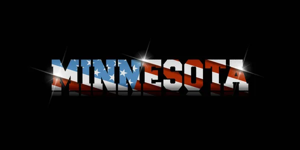 Inscrição Minnesota Com Bandeira Dos Eua Dentro Fundo Preto —  Vetores de Stock