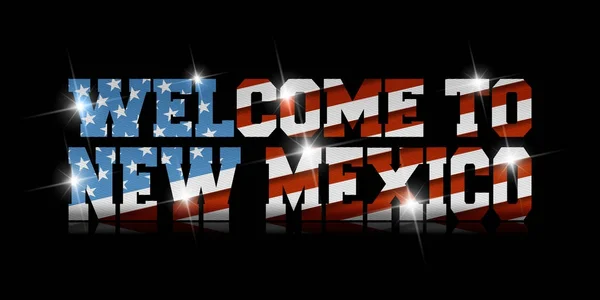 Inscription Bienvenue Nouveau Mexique Avec Drapeau Américain Intérieur Sur Fond — Image vectorielle