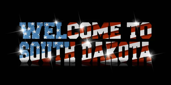 Nápis Welcome Jižní Dakota Usa Vlajka Uvnitř Černém Pozadí — Stockový vektor