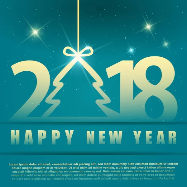 Tarjeta Felicitación Con Año Nuevo 2018 Hermosos Números Amarillos Con — Vector de stock