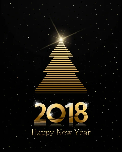 Feliz Ano Novo Com Árvore Ouro Números Flocos Neve —  Vetores de Stock