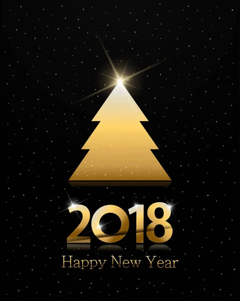 Feliz Ano Novo Com Árvore Ouro Números Flocos Neve —  Vetores de Stock