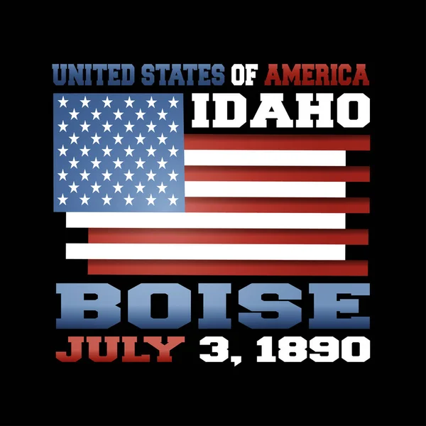 Oss Flagga Med Inskrift Sverige Idaho Boise Juli 1890 Svart — Stock vektor