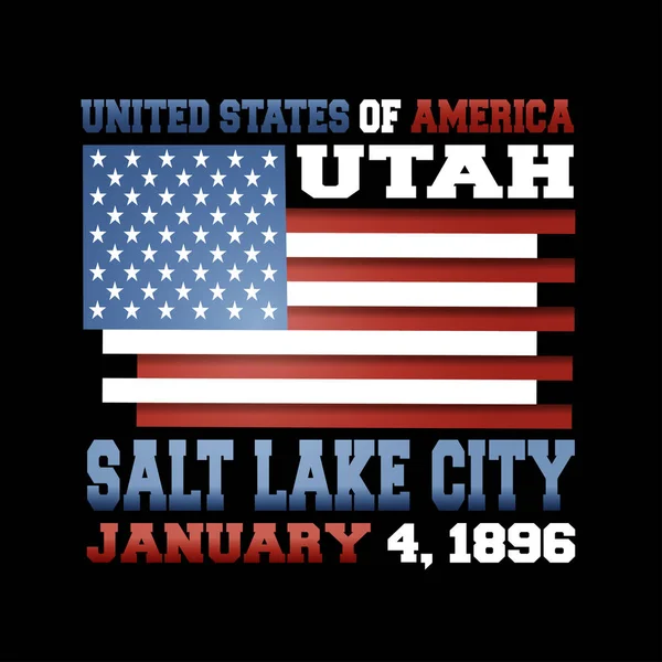 Bandiera Statunitense Con Iscrizione Stati Uniti America Utah Salt Lake — Vettoriale Stock