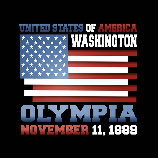 Bandeira Dos Eua Com Inscrição Estados Unidos América Washington Olympia — Vetor de Stock
