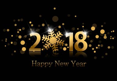 Tebrik kartı ile nubmers içinde kar tanesi ile yeni yıl 2018. 
