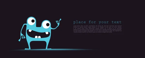 Monstre Bleu Mignon Avec Des Émotions Drôles Place Pour Texte — Image vectorielle