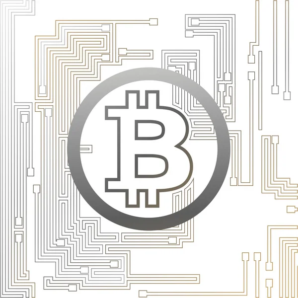 Криптовалюта Символ Bitcoin Фоне Декоративной Схемы — стоковый вектор