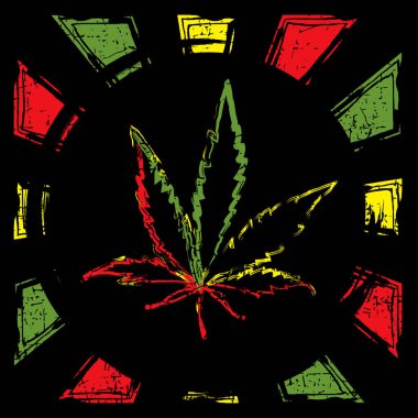 grunge rastafarian arka plan rengi kenevir yaprağı.