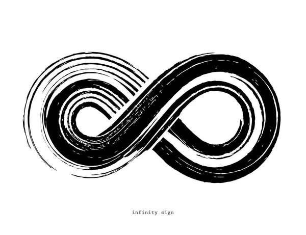 Nero Simbolo Infinity Sfondo Bianco Forma Geometrica Grunge — Vettoriale Stock
