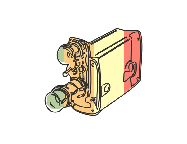 Ретро Камера Кольоровими Смугами Ізольовані Білому — стоковий вектор