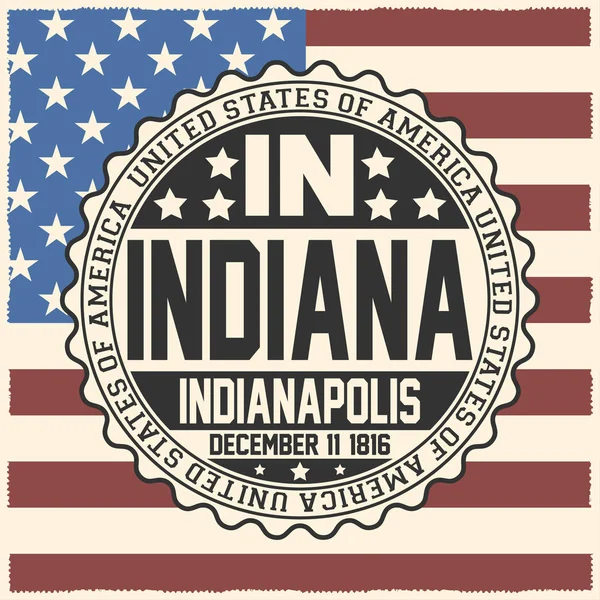 Timbro Decorativo Con Testo Stati Uniti America Indiana Indianapolis Dicembre — Vettoriale Stock