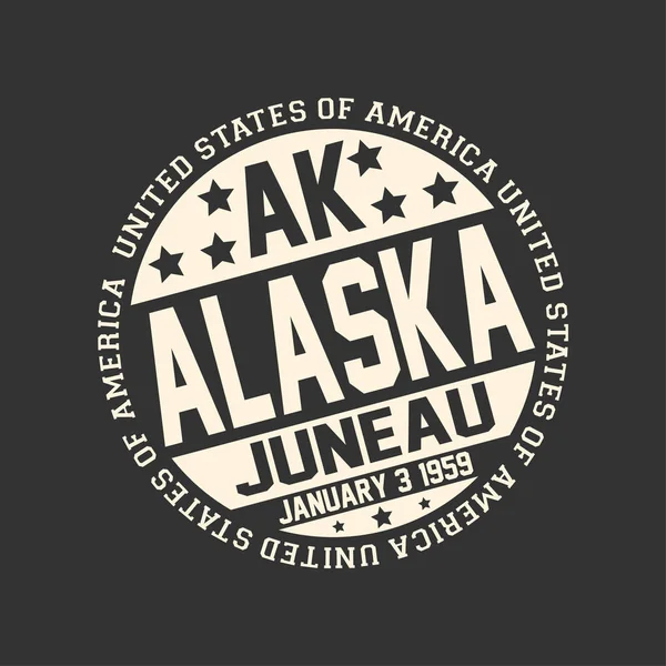 Декоративні Штамп Чорному Фоні Поштові Абревіатури Штату Аляска Капіталу Джуно — стоковий вектор