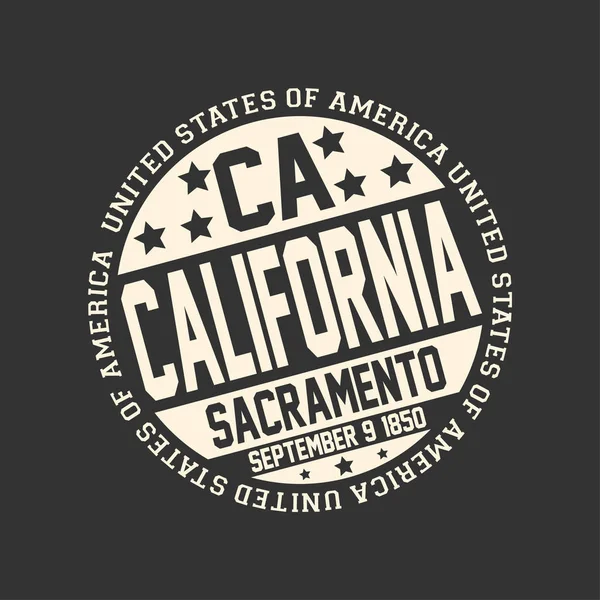 Timbro Decorativo Sfondo Nero Con Abbreviazioni Postali Nome Stato California — Vettoriale Stock