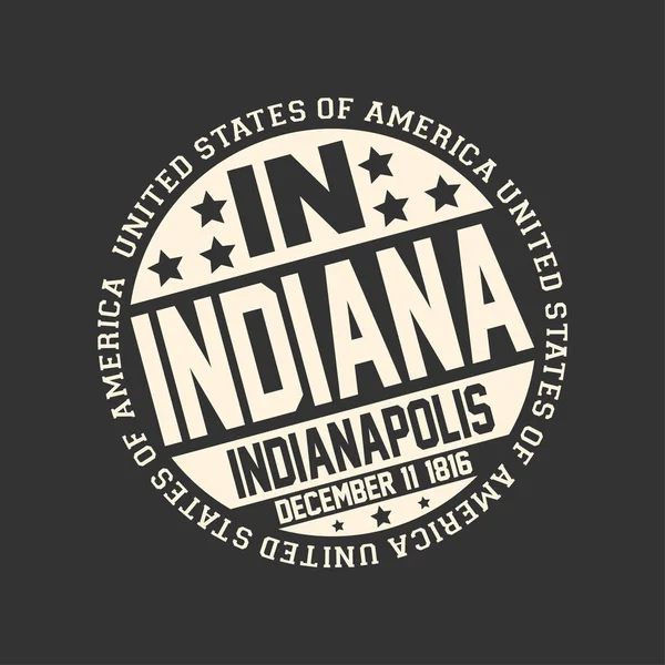 Dekorační Razítko Černém Pozadí Poštovní Zkratky Názvu Státu Indiana Kapitálové Vektorová Grafika