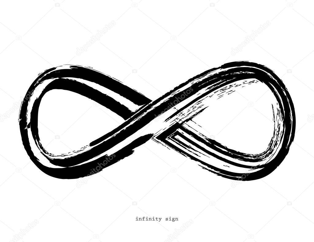 black Infinity symbol on white background, Geometric grunge shape