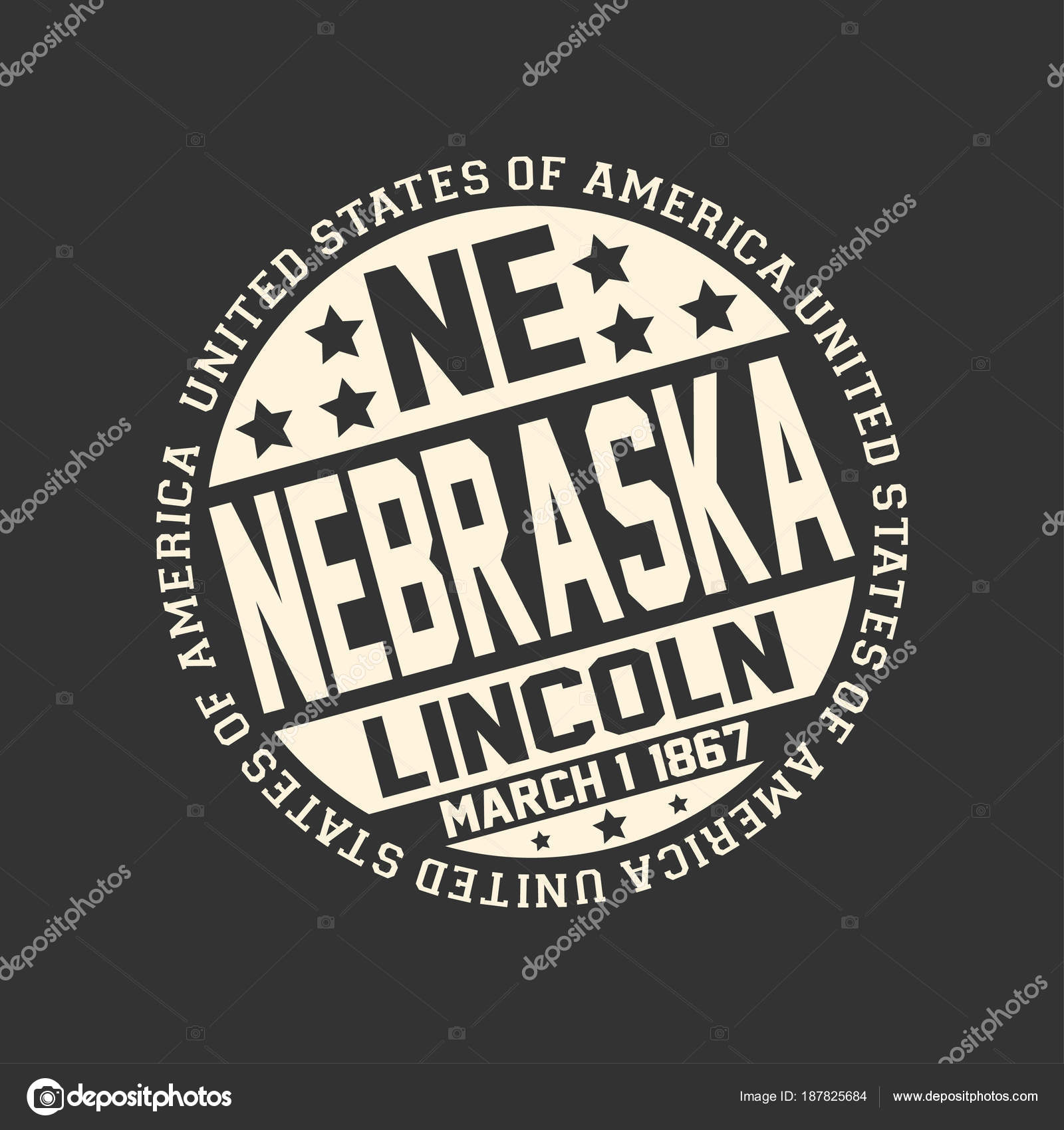 Decorative Stamp Black Background Postal Abbreviation State Name