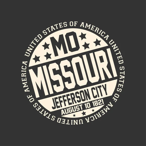 Timbro Decorativo Sfondo Nero Con Abbreviazione Postale Nome Stato Missouri — Vettoriale Stock