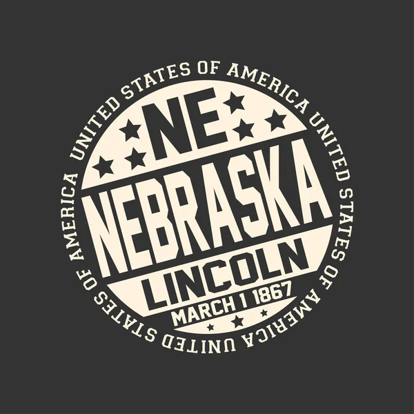 Timbro Decorativo Sfondo Nero Con Abbreviazione Postale Nome Stato Nebraska — Vettoriale Stock