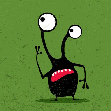 sevimli canavar grunge zemin üzerine