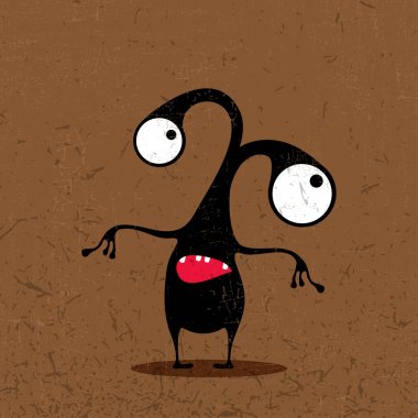 sevimli canavar grunge zemin üzerine