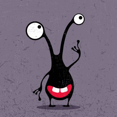 sevimli canavar grunge zemin üzerine