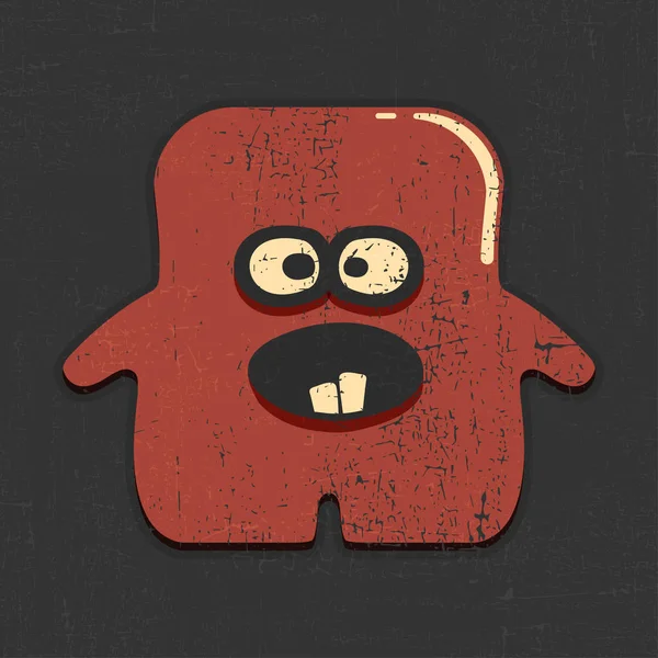 Monstruo Rojo Divertido Sobre Fondo Negro Grunge Ilustración Dibujos Animados — Vector de stock