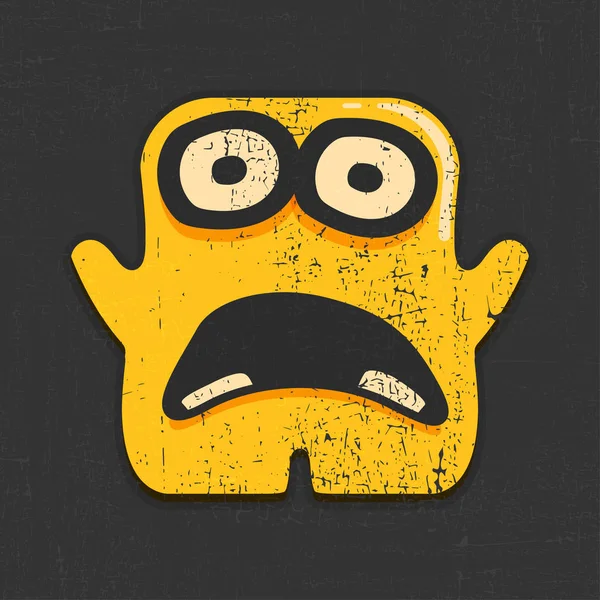 Monstruo Amarillo Divertido Sobre Fondo Negro Grunge Ilustración Dibujos Animados — Vector de stock