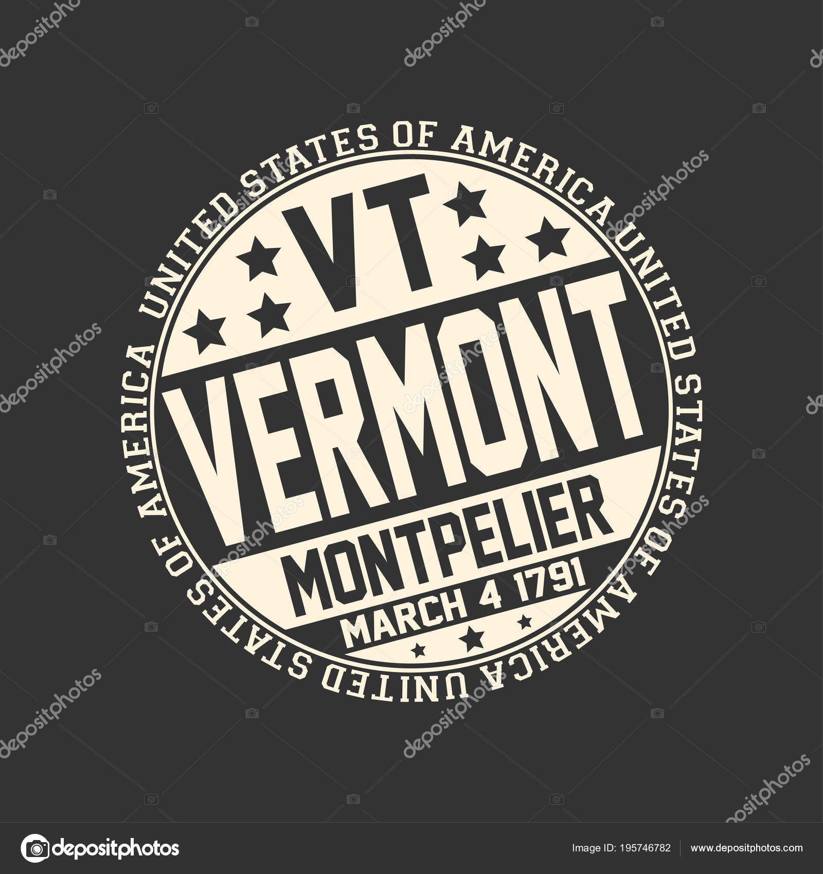 Decorative Stamp Black Background Postal Abbreviation State Name