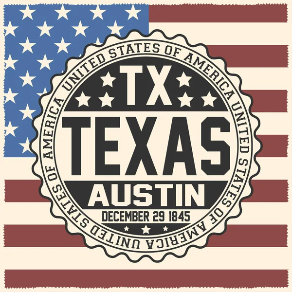 Декоративні Штамп Текст Єднаної Штатів Америки Техаса Остін Грудня 1845 — стоковий вектор