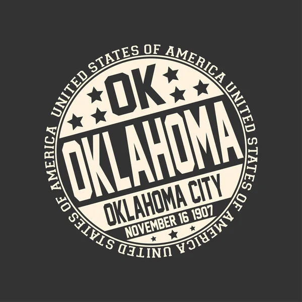 Timbro Decorativo Sfondo Nero Con Abbreviazione Postale Nome Stato Oklahoma — Vettoriale Stock