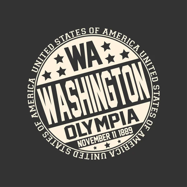 Декоративні Штамп Чорному Фоні Поштові Абревіатура Штату Вашингтон Капіталу Olympia — стоковий вектор