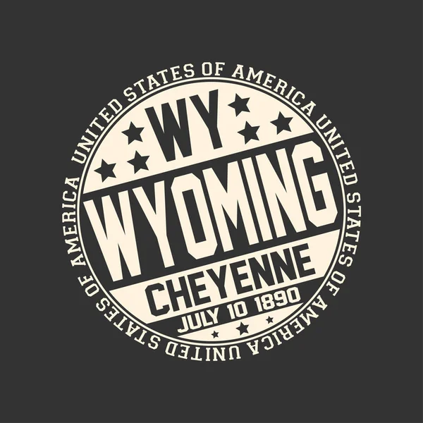 Dekorativa Stämpel Svart Bakgrund Med Postens Landskod Statligt Namn Wyoming — Stock vektor