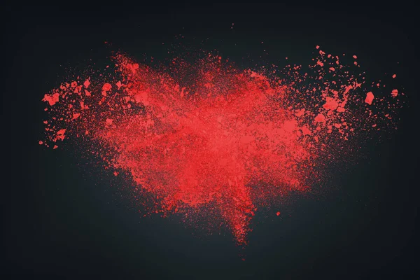Nuage de poudre rouge abstrait sur fond sombre — Photo