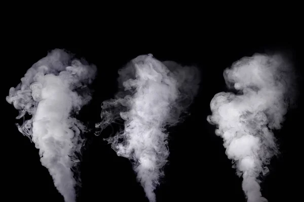 Set di fumo bianco astratto sullo sfondo scuro — Foto Stock
