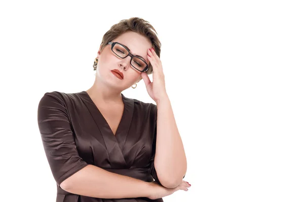 Jonge zieke vrouw gevoel hoofdpijn — Stockfoto