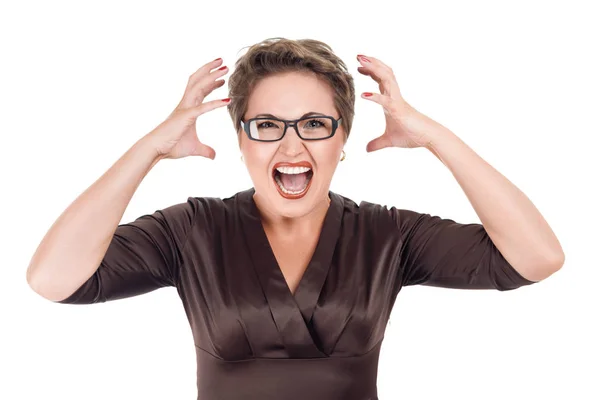 Young emotional woman screaming — Stock Photo, Image