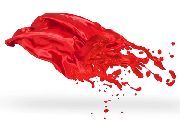 Red textile melted to liquid paint — Stock Photo, Image