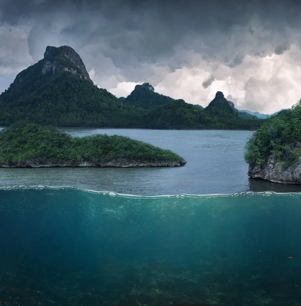 Mar paisagem água dividida — Fotografia de Stock