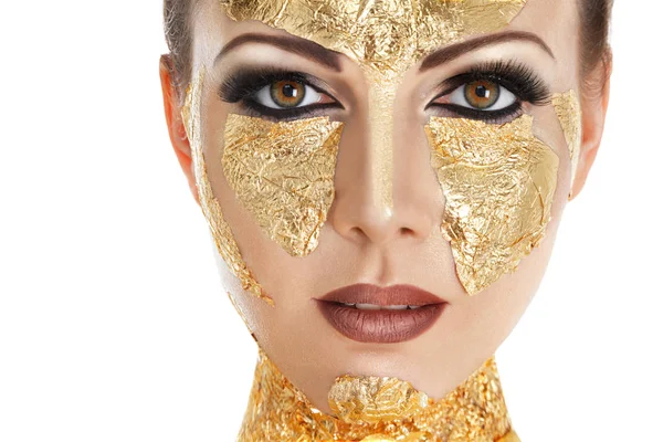 Gold Gesicht Make-up — Stockfoto