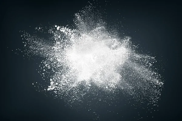 Projeto Abstrato Partículas Neve Branco Explosão Nuvem Sobre Fundo Preto — Fotografia de Stock