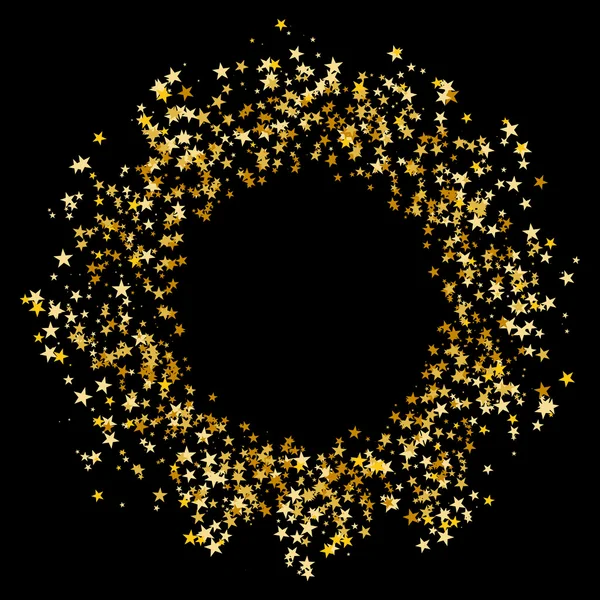 Gold Star Glitter Confetti Circle — Stock Vector
