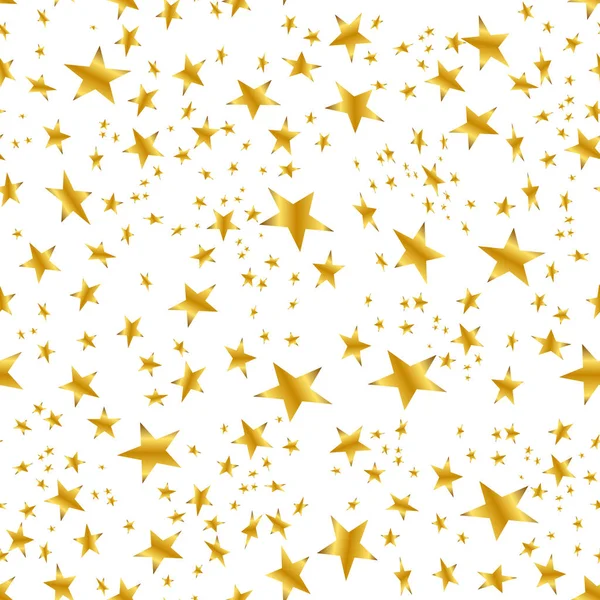 Gold Star Confetti Pattern White Background — Stock Vector