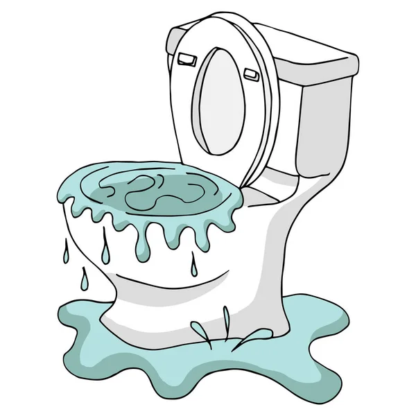 Clogged Overflowing Toilet — Stock Vector