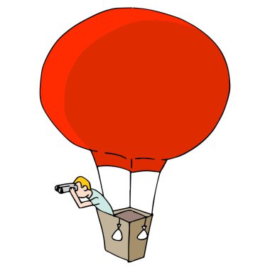 Sıcak hava balonu dürbünlü arayan