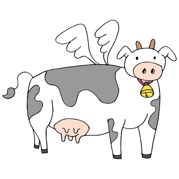 Flying Cow Cartoon — Stock Vector