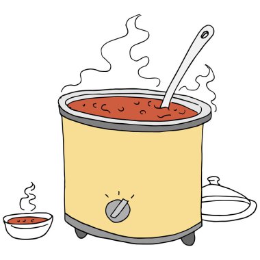  retro chili crockpot çizim