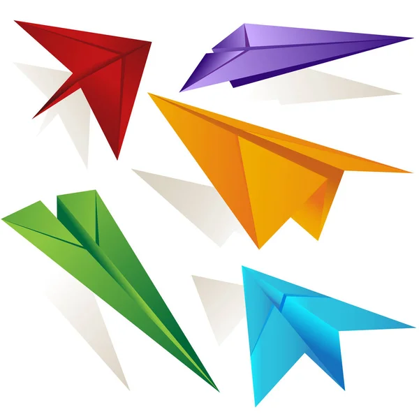 Paper Airplane Variation Set — Stock Vector